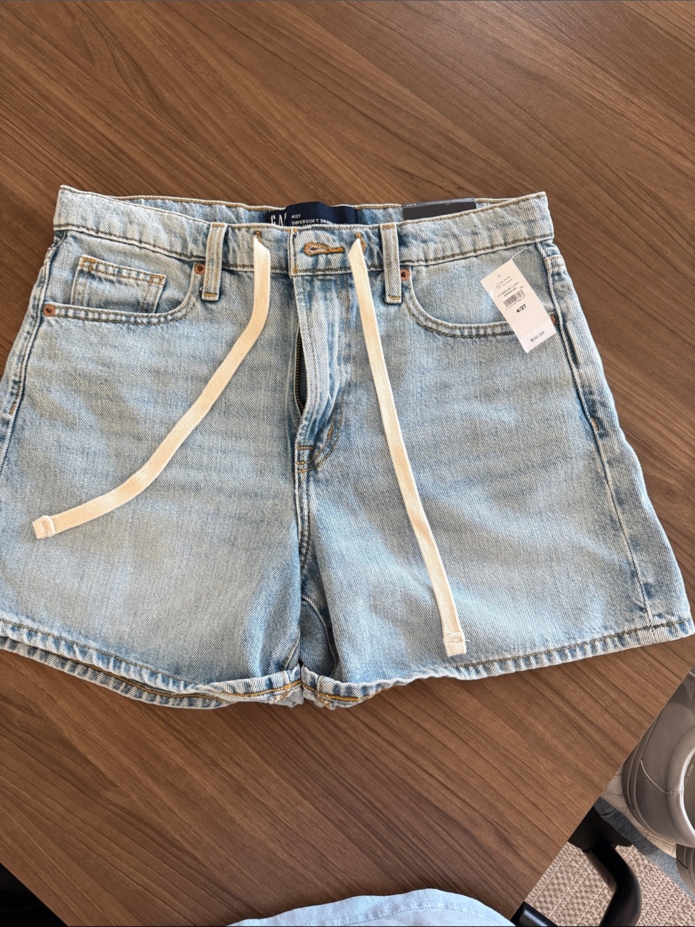 GAP Light Blue Denim Drawstring Women's Shorts